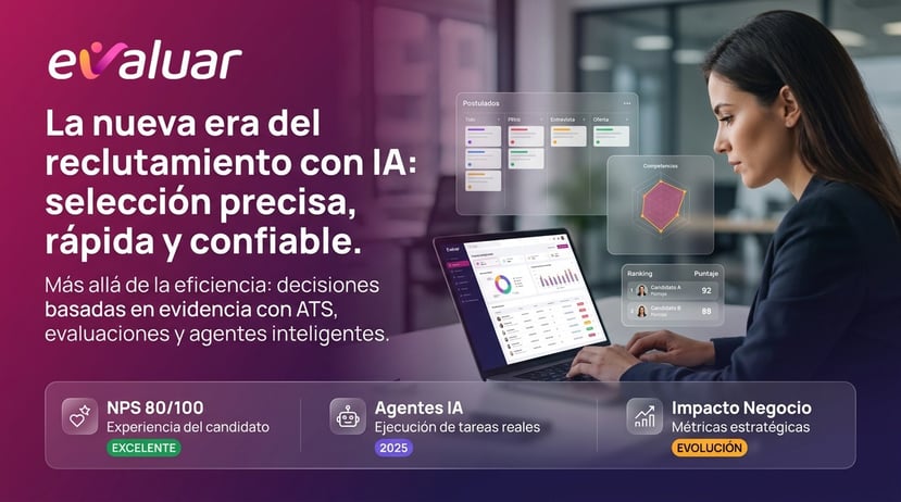 Inteligencia artificial en reclutamiento para selección de talento precisa, rápida y confiable con ATS, evaluaciones y agentes IA