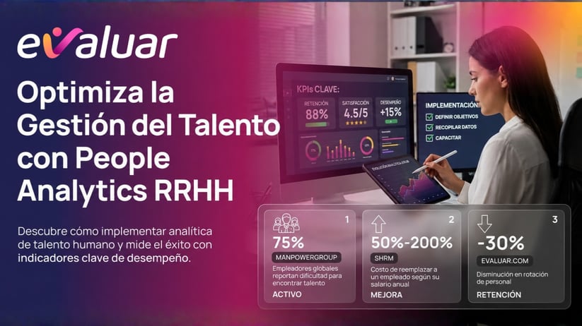 Portada sobre people analytics RRHH con estadísticas verificadas de escasez de talento y reducción de rotación laboral