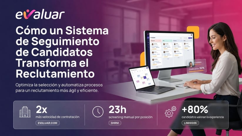 Profesional de RRHH gestionando un sistema de seguimiento de candidatos  ATS con estadísticas de velocidad y automatización