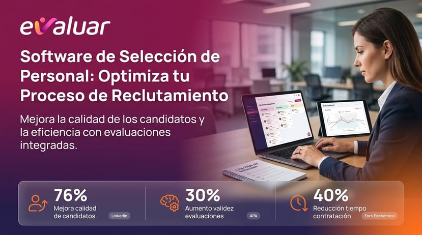 Software de selección de personal para mejorar el reclutamiento con evaluaciones integradas y plataforma ATS de Evaluar