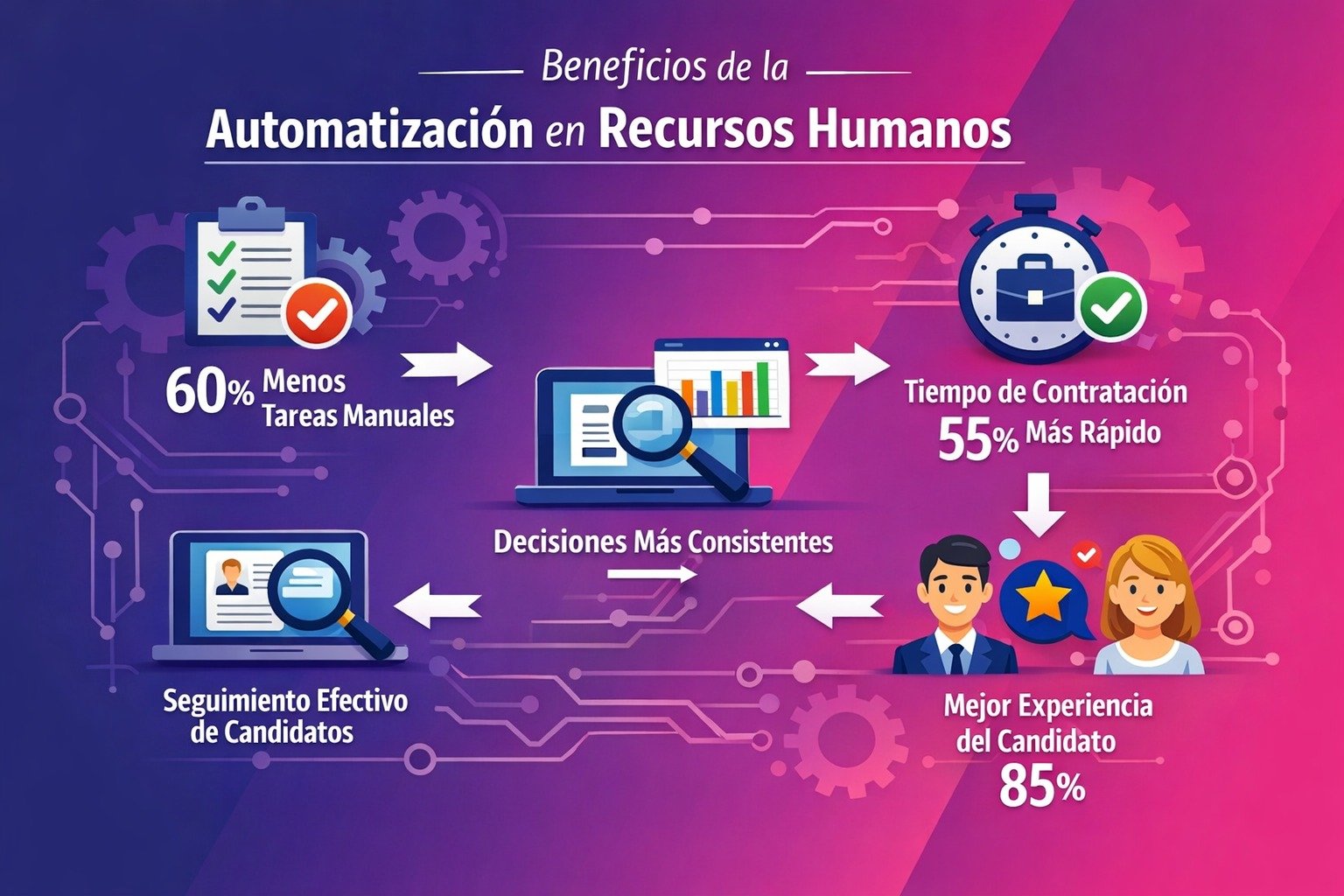 Beneficios de la automatización en recursos humanos con ATS para optimizar reclutamiento y selección.